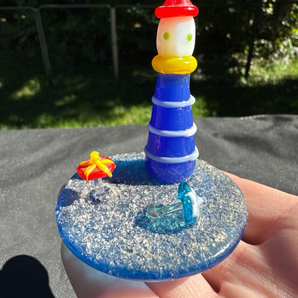 VTG K's Collection-Art Glass Lighthouse Figurine Coastal Beacon Nautical Decor